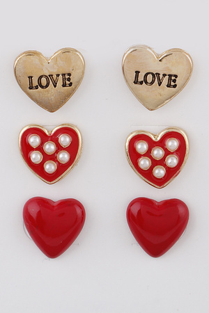 LOVE Hearts Stud Earrings Set