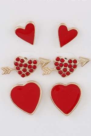 Heart Stud Earrings Set
