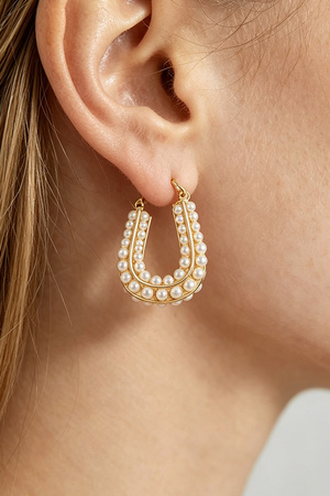 Pearl Beaded Horseshoe Hoop Earrings