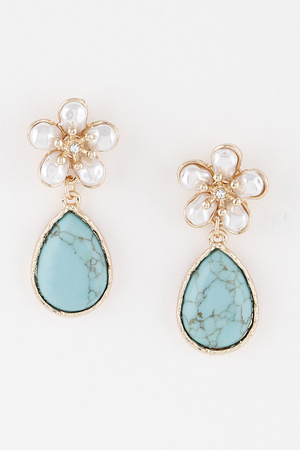 Pearl Flower Stone Earrings