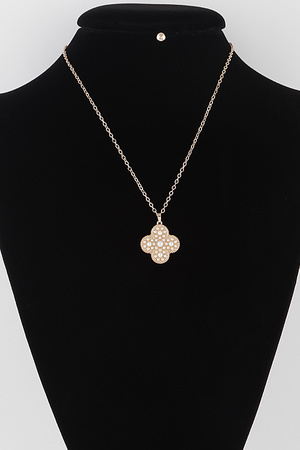 Jeweled Clover Pendant Necklace