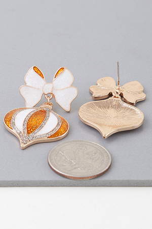 Glitter Ribbon Ornament Earrings