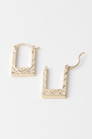 Engraved Star Square Hoop Earrings