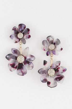 Watercolor Flower Drop Earrings