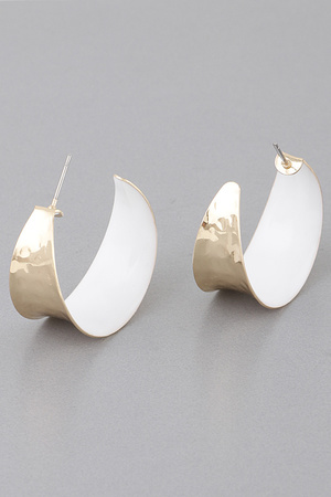 Two Toned Crescent Hoop Earrings