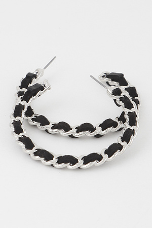 Velvet Lace Wrapped Hoop Earrings