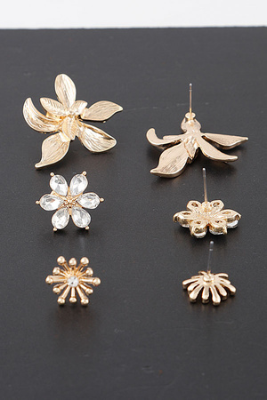 Triple Flower Earrings Set