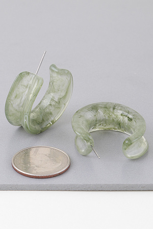 Multi Marble Stone Hoop Earrings