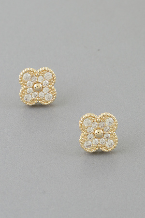 Bejeweled Clover Stud Earrings