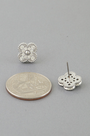 Bejeweled Clover Stud Earrings