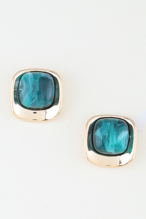 Marble Stone Frame Stud Earrings