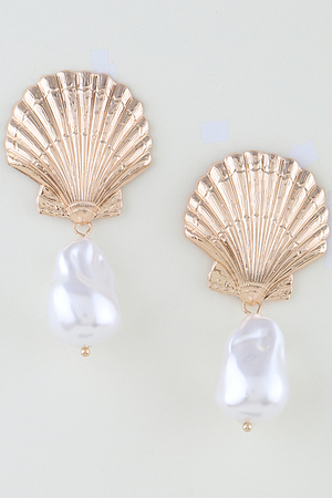 Multi Clam Pearl Drop Earrings