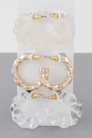 Multi Twisted Hoop Earrings Set