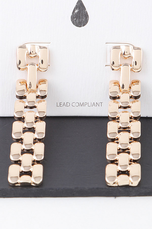 Shiny Flat Link Chain Drop Earrings
