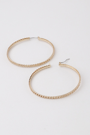 Thin Curb Chain Hoop Earrings