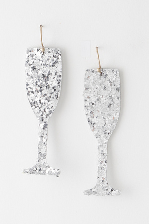 Glittered Champagne Glass Earrings