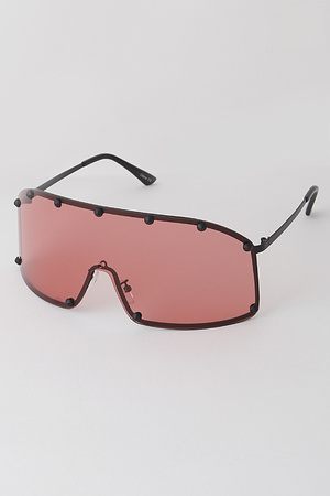 Studded Curver Shield Sunglasses