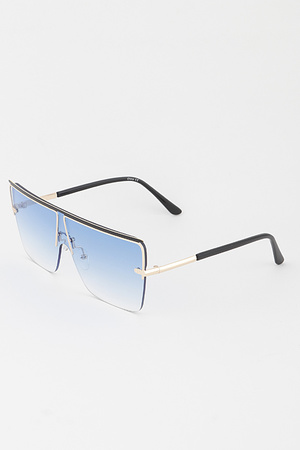 Metal Straight Frame Shield Sunglasses