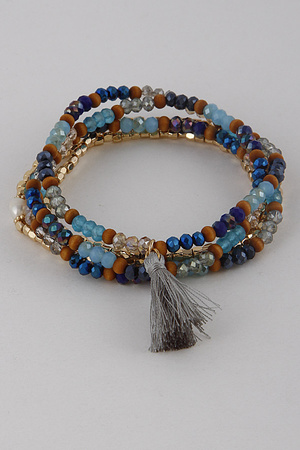 Multi-Beaded Tassel Bracelet 9GCA5.