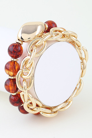 Double Tortoise Beaded Chain Bracelet