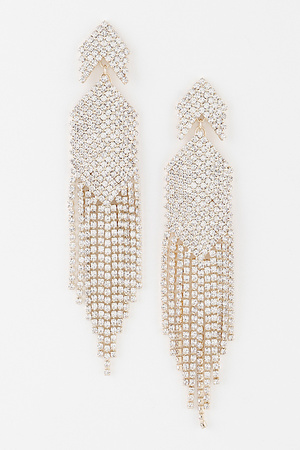 Diamond Jewel Drop Curtain Earrings