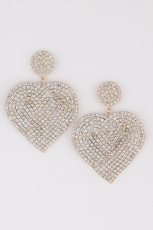 Jeweled Heart Drop Earrings
