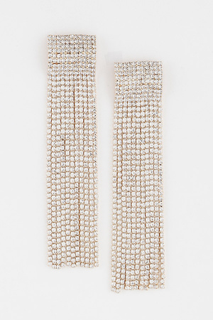 Wide Rhinestone Curtain Drop Earrings