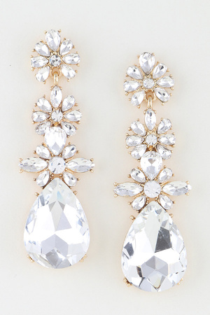 Rhinestone Flower Teardrop Earrings
