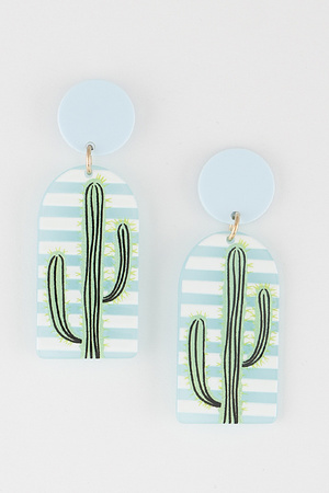 Striped Cactus Earrings