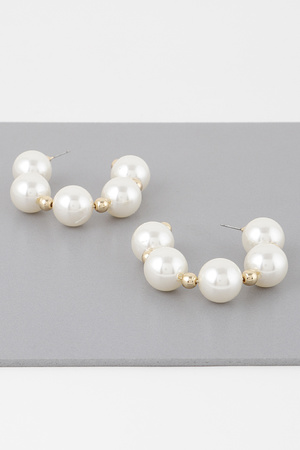 Pearl Beaded Hoop Earrings