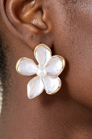 Marble Stone Flower Earrings