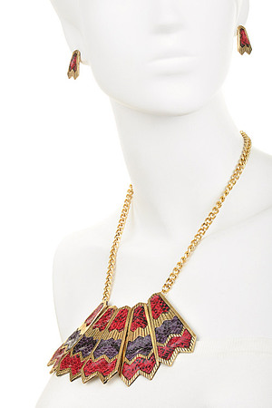 Fanned reptile statement necklace set-grd-icg2