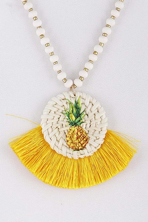 Long Tropical Pineapple Tassel Necklace 9ACB7