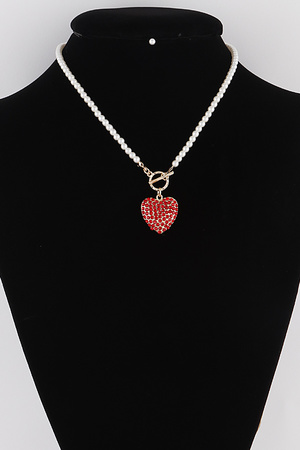 Pearled Heart Toggle Necklace
