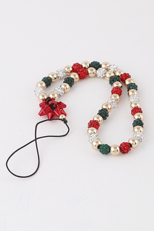 Jeweled Christmas Gift Bow Keychain