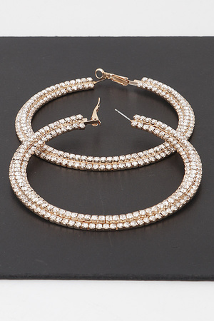 Triple Jeweled Flat Hoop Earrings