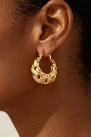 Polished Basket Weaved Hoop Earrings