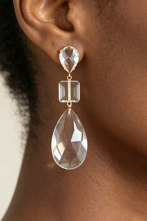 Multi Clear Rhinestone Teardrop Earrings