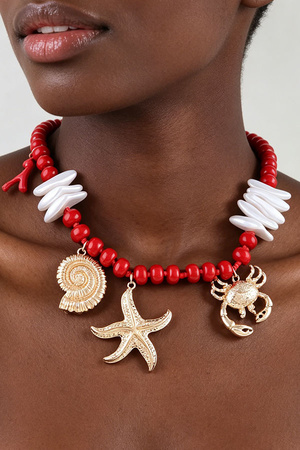 Hammered Coral Reef Beaded Necklace