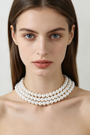 Classic Pearl Stone Beaded Choker Necklace