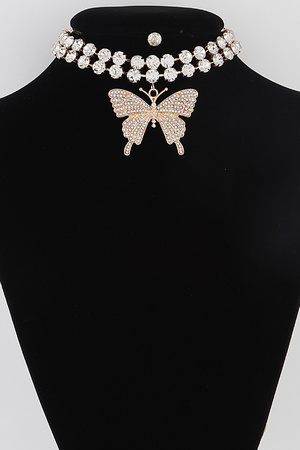 Jeweled Butterfly Choker Necklace