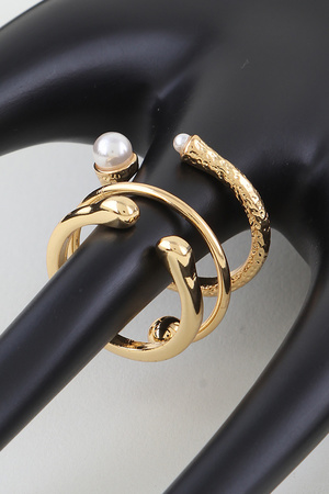 Open Pearl Beaded Rings Set