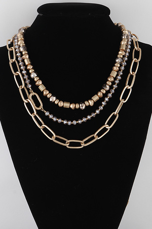 Multi Layered Chain N Bead Necklace.