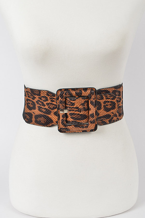 Leopard Faux leather Plus Size Elastic Belt.