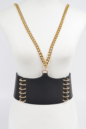 Faux Leather Plus Size Belt W/Chain.