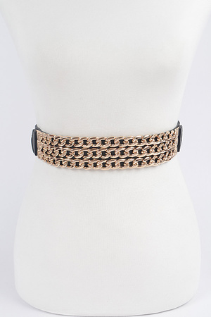 Multi Layered Chain Plus Size Elastic Belt