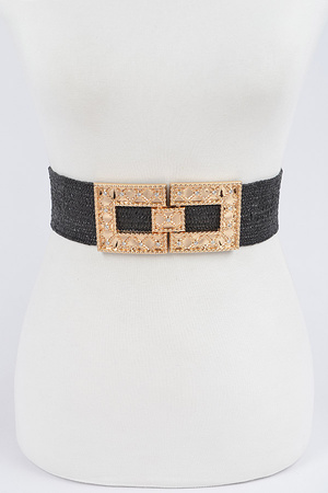FASHIONABLE WIDE BEIGE WOMEN ELASTIC BELT WITH STONE-STUDDED DESIGN SIZE S M L 