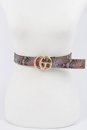 Multi Rhinestone CG Plus Size Belt