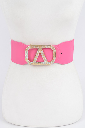 Rhinestone Buckle Plus Size Elastic Belt