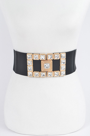 Rhinestone Buckles Plus Size Elastic Belt